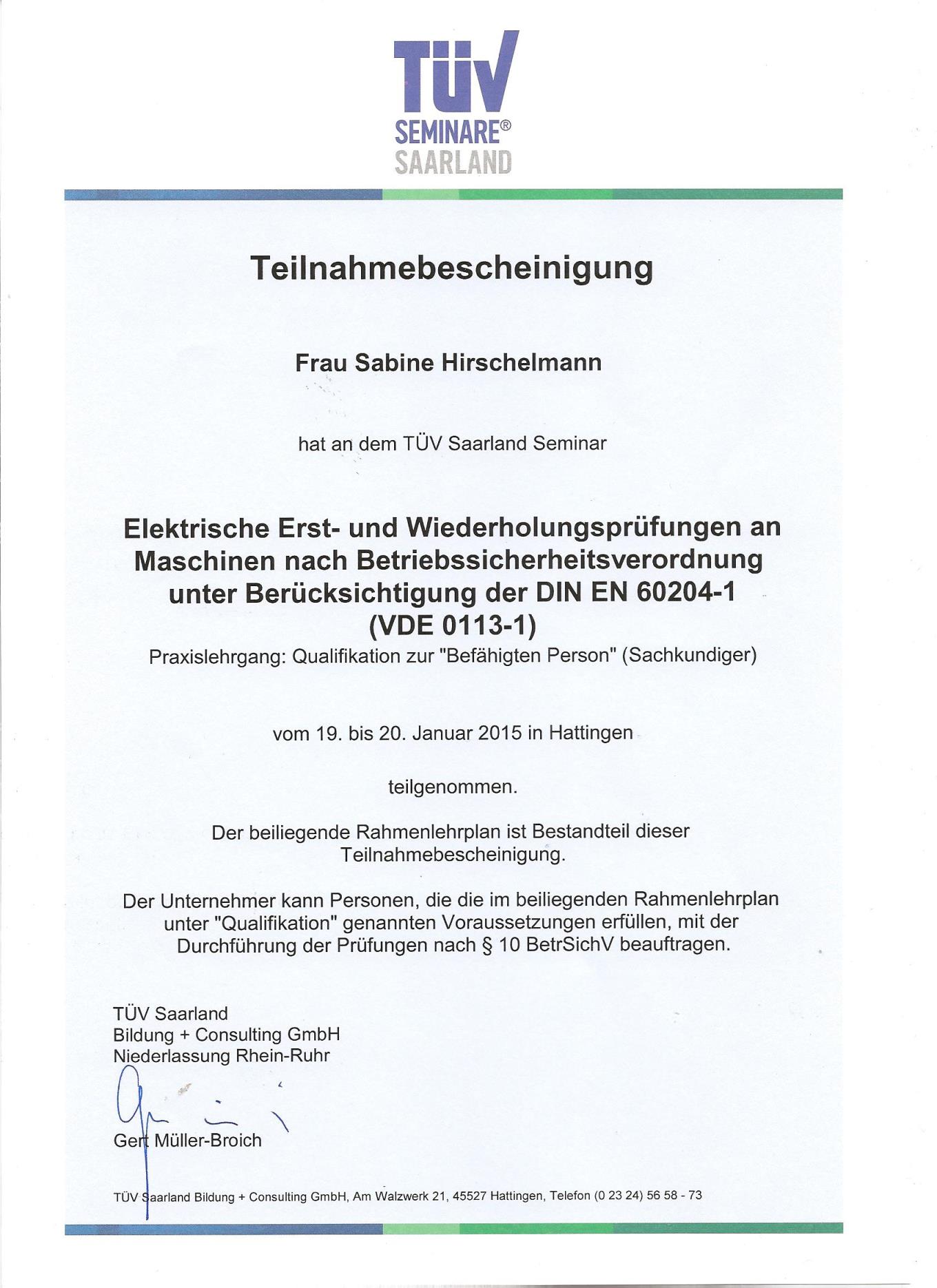 T&Uuml;V Saarland Seminar &ndash; Elektrische Erst- und Wiederholungspr&uuml;fungen