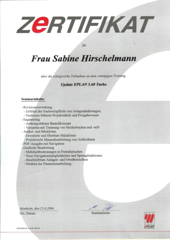 EPLAN 5 Update-Seminar 5.60 Turbo