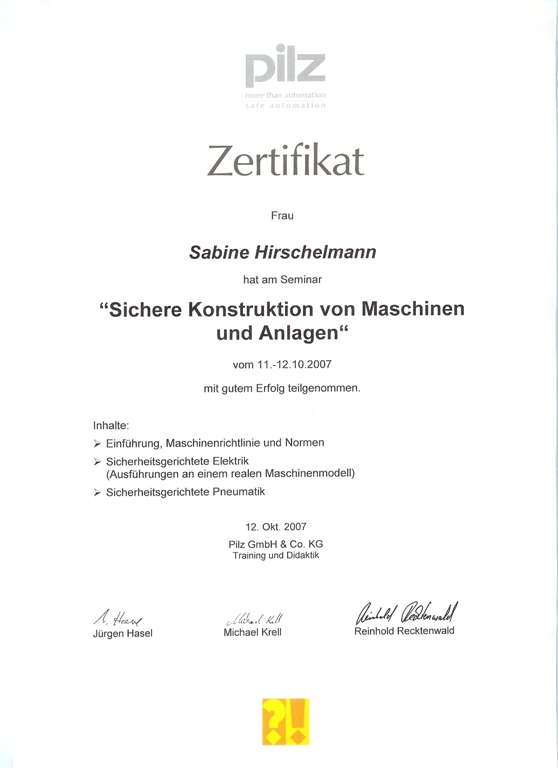 Pilz-Seminar &ndash; Sichere Konstruktion von Maschinen und Anlagen