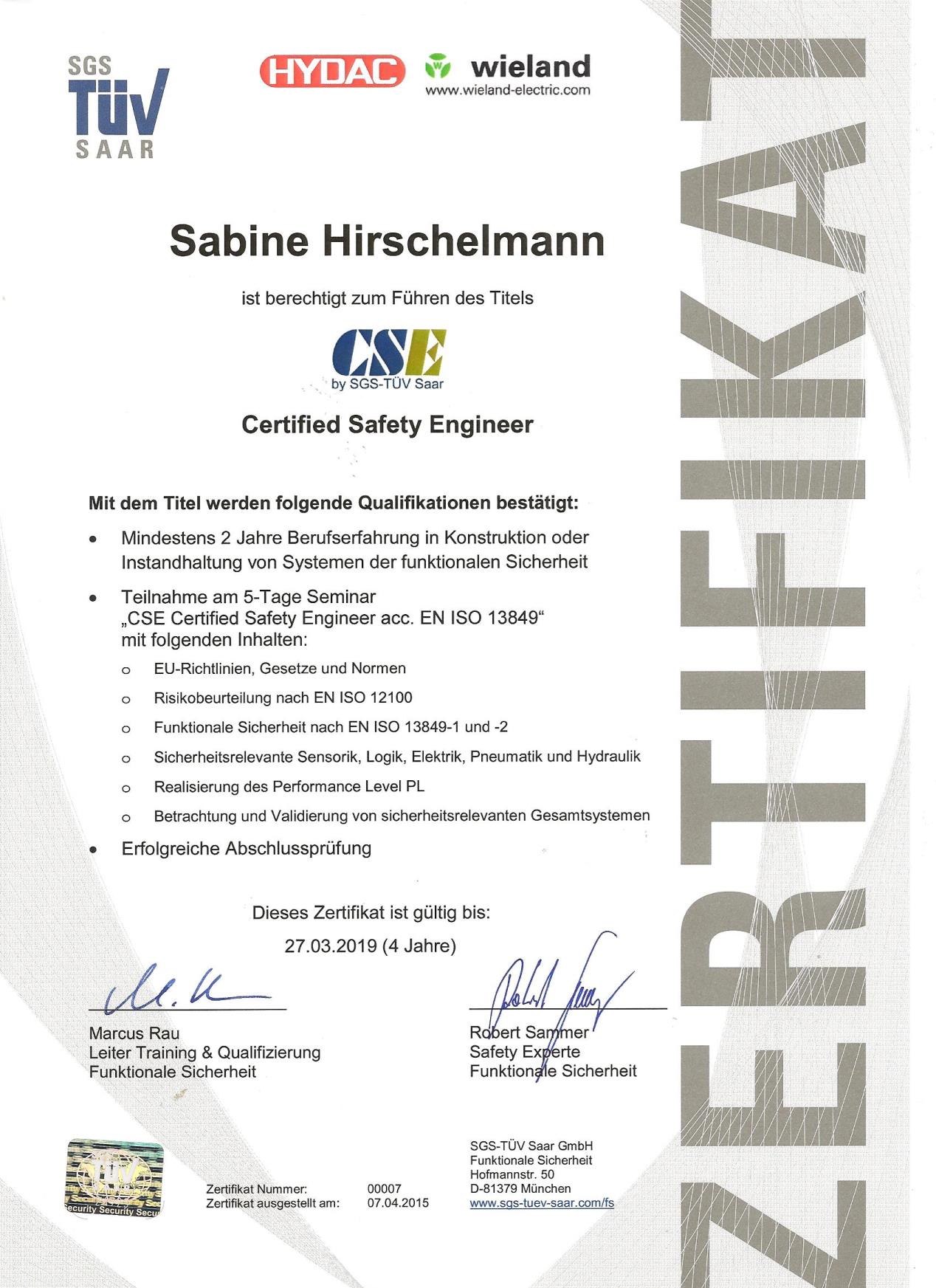 Hydac / Wieland &ndash; Funktionale Sicherheit EN ISO 13849